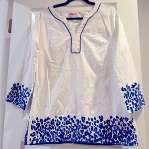 Persifor Blue and White Tunic/Cover-up - Size Medium